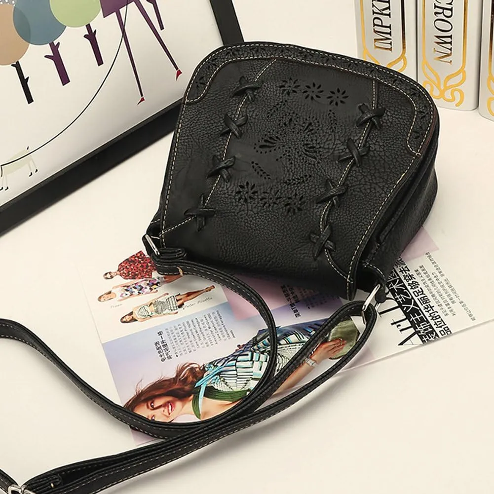 Women's Crossbody Saddle Bags PU Leather Small Shoulder Bag with Adjustable Strap and Magnetic Button
