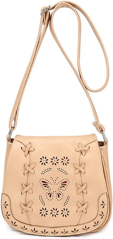 Women's Crossbody Saddle Bags PU Leather Small Shoulder Bag with Adjustable Strap and Magnetic Button
