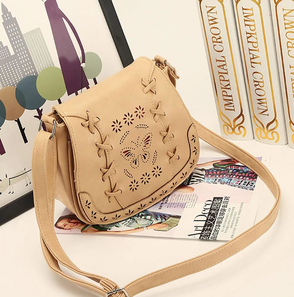 Women's Crossbody Saddle Bags PU Leather Small Shoulder Bag with Adjustable Strap and Magnetic Button