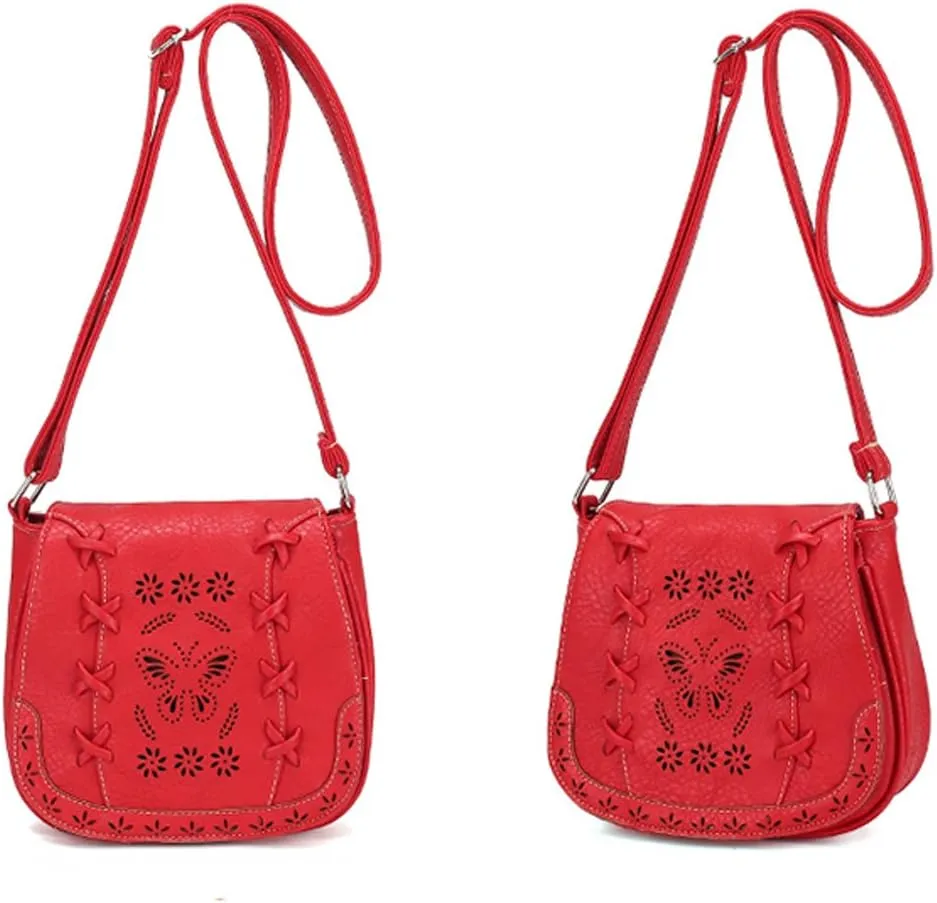 Women's Crossbody Saddle Bags PU Leather Small Shoulder Bag with Adjustable Strap and Magnetic Button