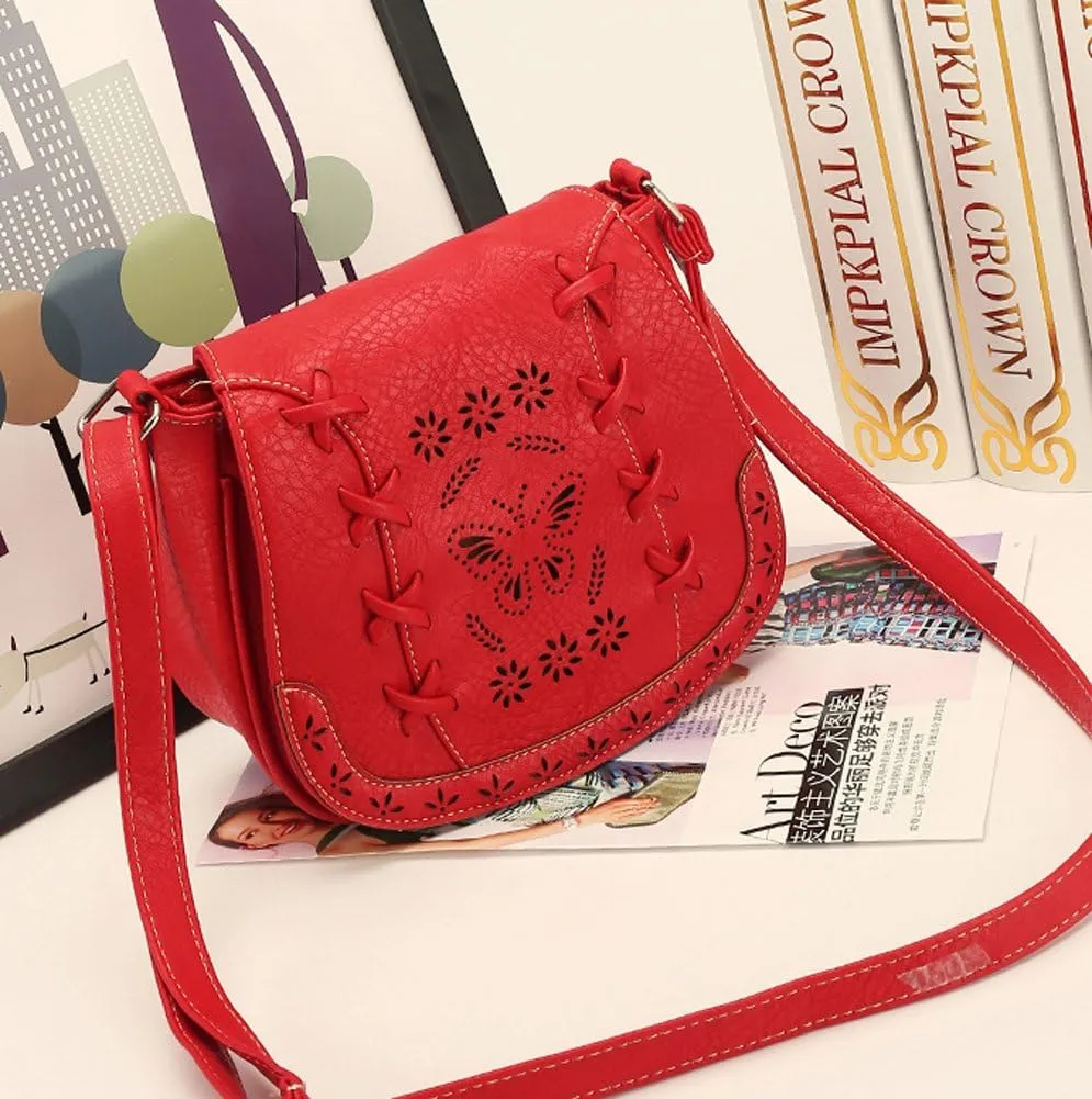 Women's Crossbody Saddle Bags PU Leather Small Shoulder Bag with Adjustable Strap and Magnetic Button