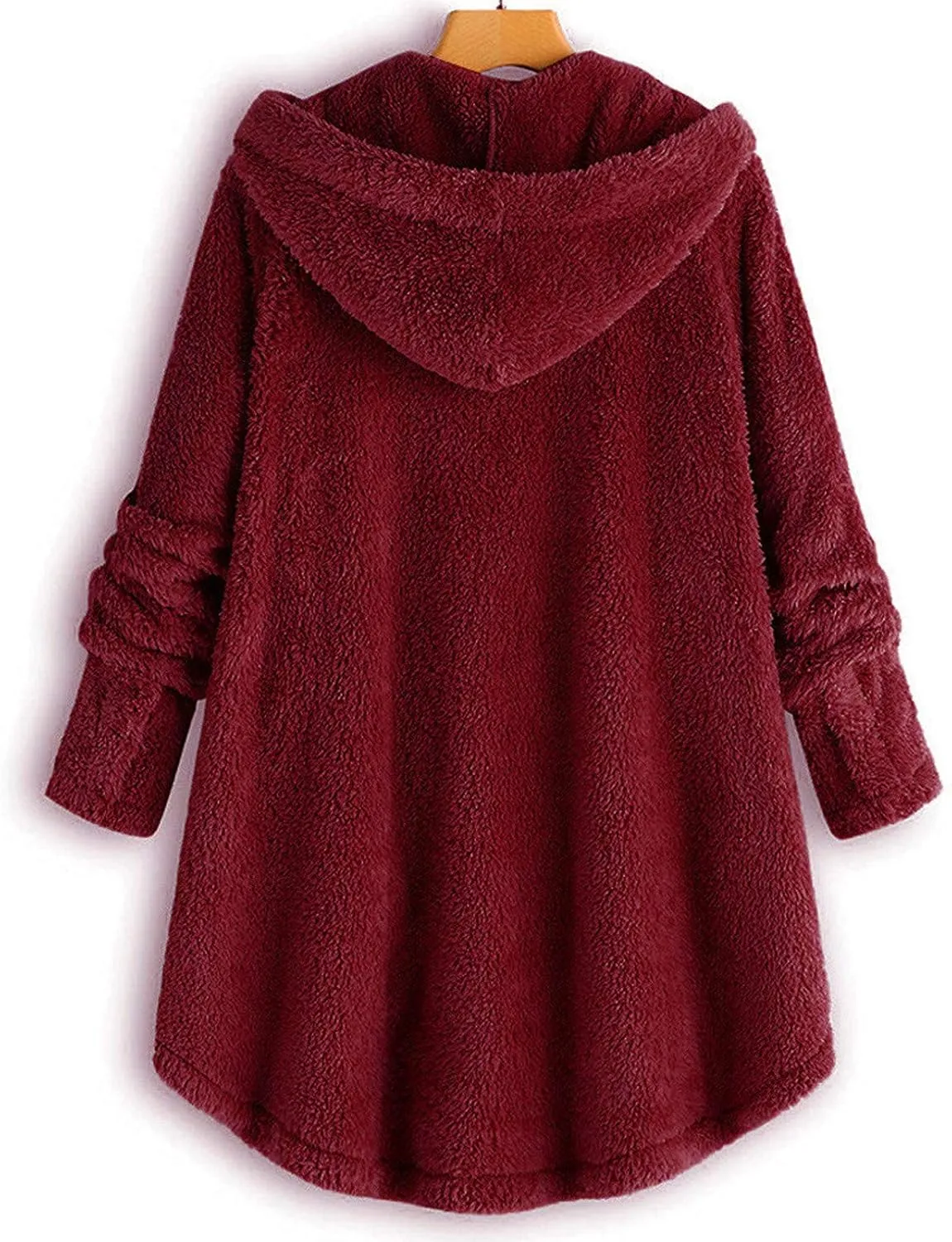 Womens Fleece Jackets Sherpa Winter Hooded Fuzzy Coats Oversized Button Down Cardigan Sweater Warm Jacket with Pocket