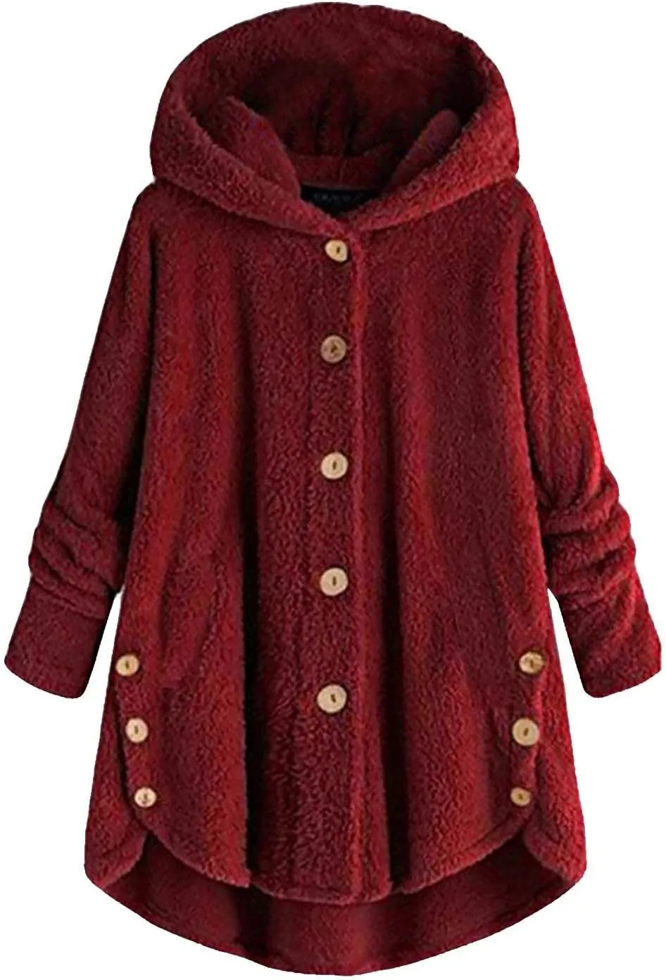 Womens Fleece Jackets Sherpa Winter Hooded Fuzzy Coats Oversized Button Down Cardigan Sweater Warm Jacket with Pocket