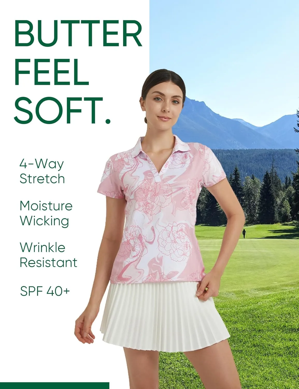 Womens Golf Shirt - Performance Moisture Wicking Quick-Dry Golf Polo Shirts for Women