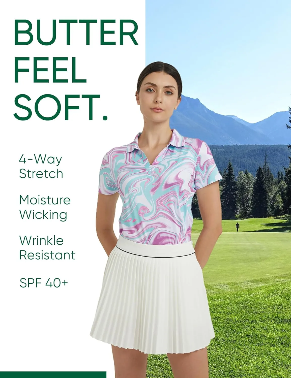 Womens Golf Shirt - Performance Moisture Wicking Quick-Dry Golf Polo Shirts for Women