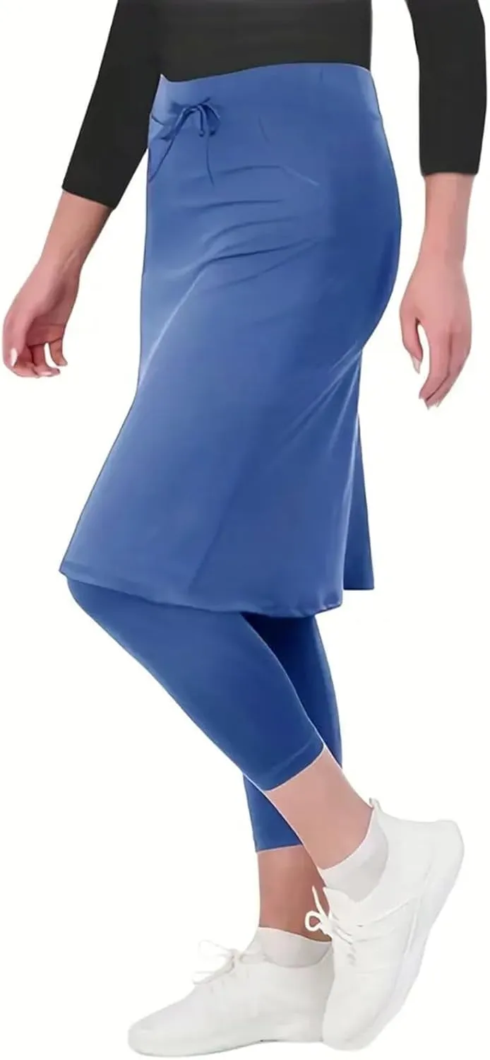 Womens Golf Skirts with Leggings Knee Length Tennis Skort with Pockets Stretchy Waisted Long Skorts 2025 Yoga Pants