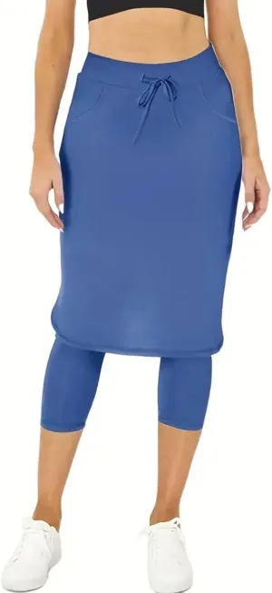 Womens Golf Skirts with Leggings Knee Length Tennis Skort with Pockets Stretchy Waisted Long Skorts 2025 Yoga Pants