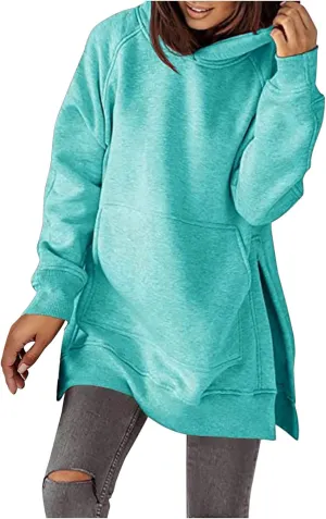 Womens Hoodies Oversized Soild Long Sleeve Pullover Hooded Sweatshirt Casual Loose Outfits 2024 Fall Clothes