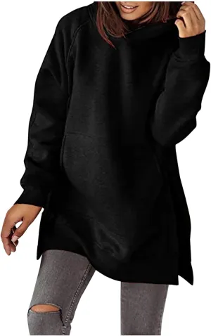 Womens Hoodies Oversized Soild Long Sleeve Pullover Hooded Sweatshirt Casual Loose Outfits 2024 Fall Clothes