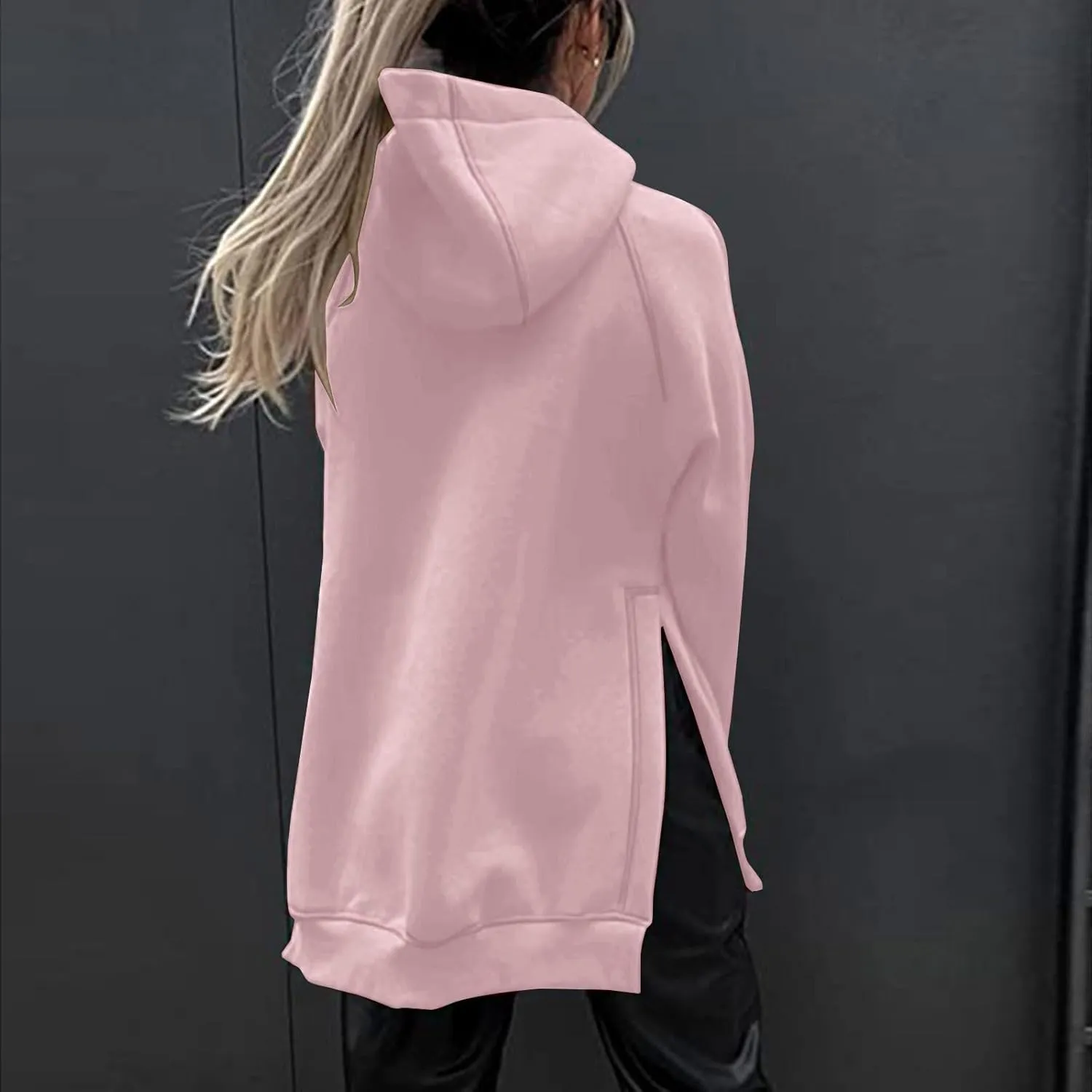 Womens Hoodies Oversized Soild Long Sleeve Pullover Hooded Sweatshirt Casual Loose Outfits 2024 Fall Clothes