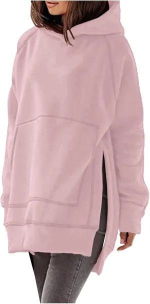 Womens Hoodies Oversized Soild Long Sleeve Pullover Hooded Sweatshirt Casual Loose Outfits 2024 Fall Clothes