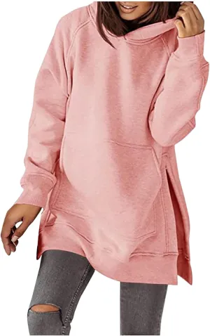 Womens Hoodies Oversized Soild Long Sleeve Pullover Hooded Sweatshirt Casual Loose Outfits 2024 Fall Clothes