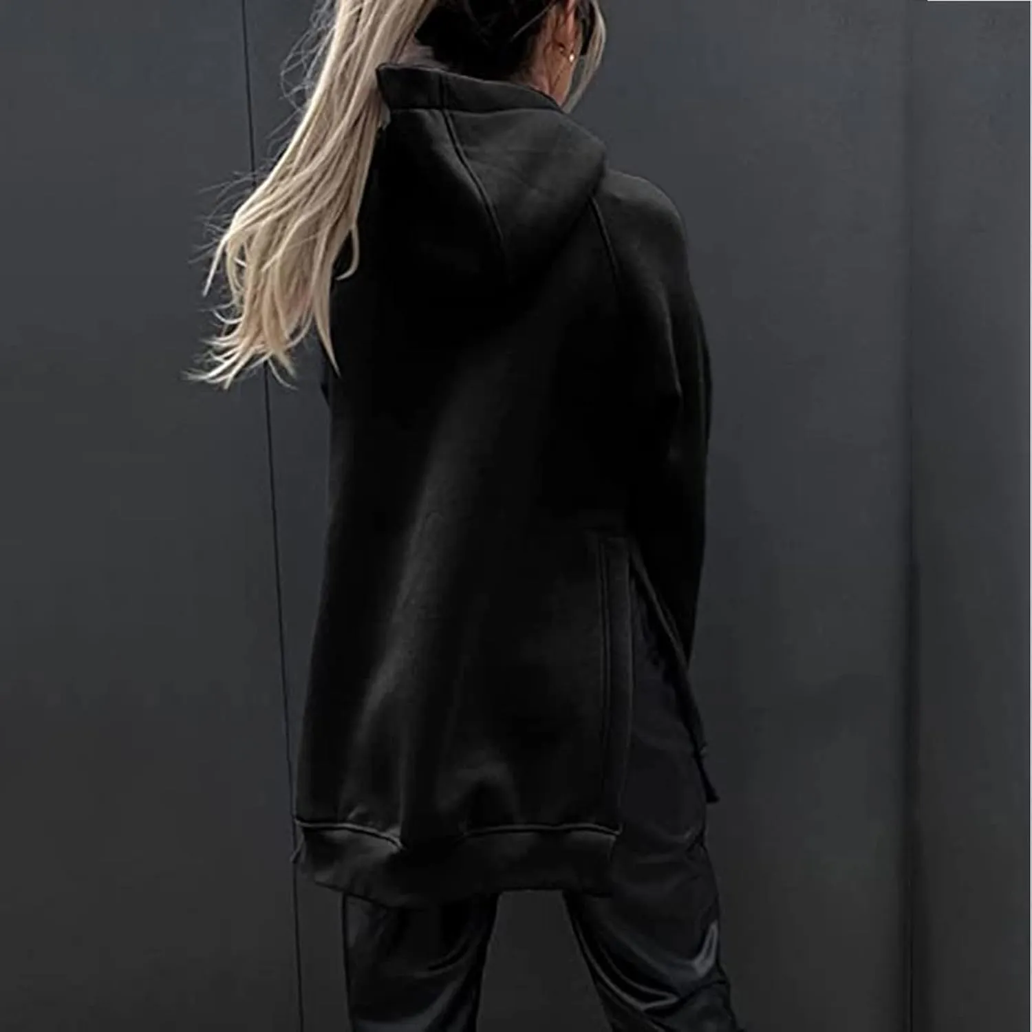 Womens Hoodies Oversized Soild Long Sleeve Pullover Hooded Sweatshirt Casual Loose Outfits 2024 Fall Clothes
