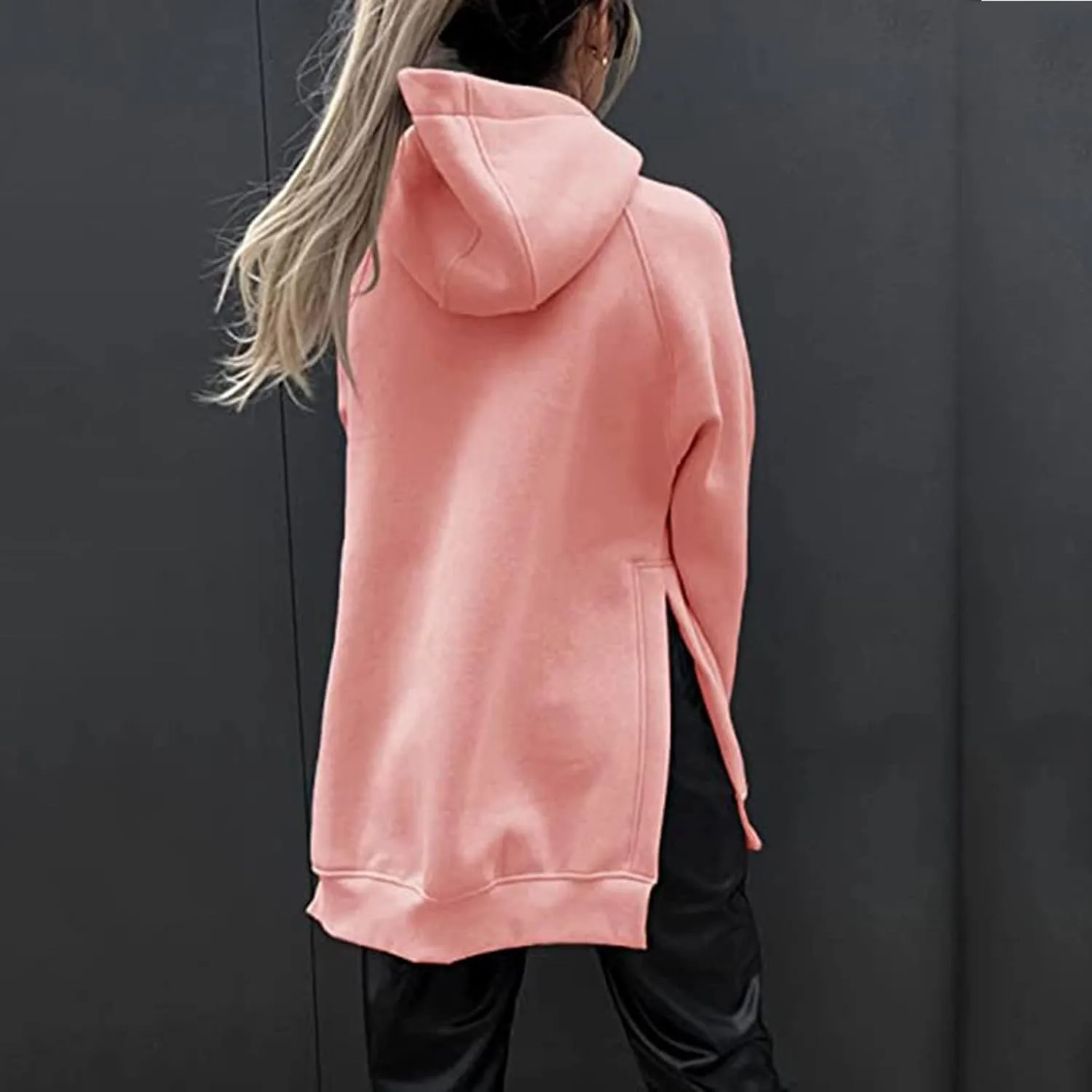 Womens Hoodies Oversized Soild Long Sleeve Pullover Hooded Sweatshirt Casual Loose Outfits 2024 Fall Clothes