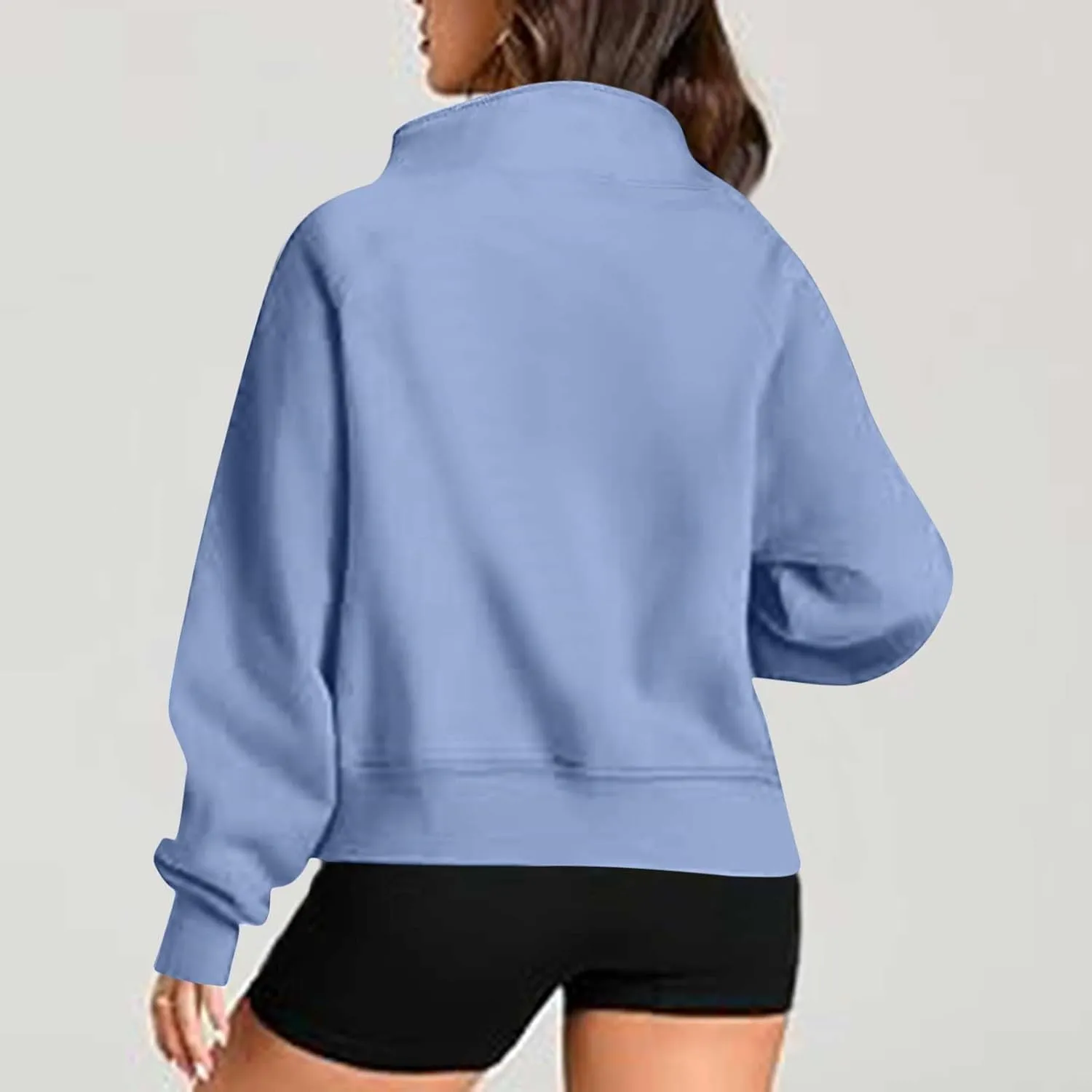 Womens Hoodies Zip Up Lightweight Long Sleeve Solid Hooded Sweatshirts Casual Full Zip Up Cropped Sweatshirts Jackets