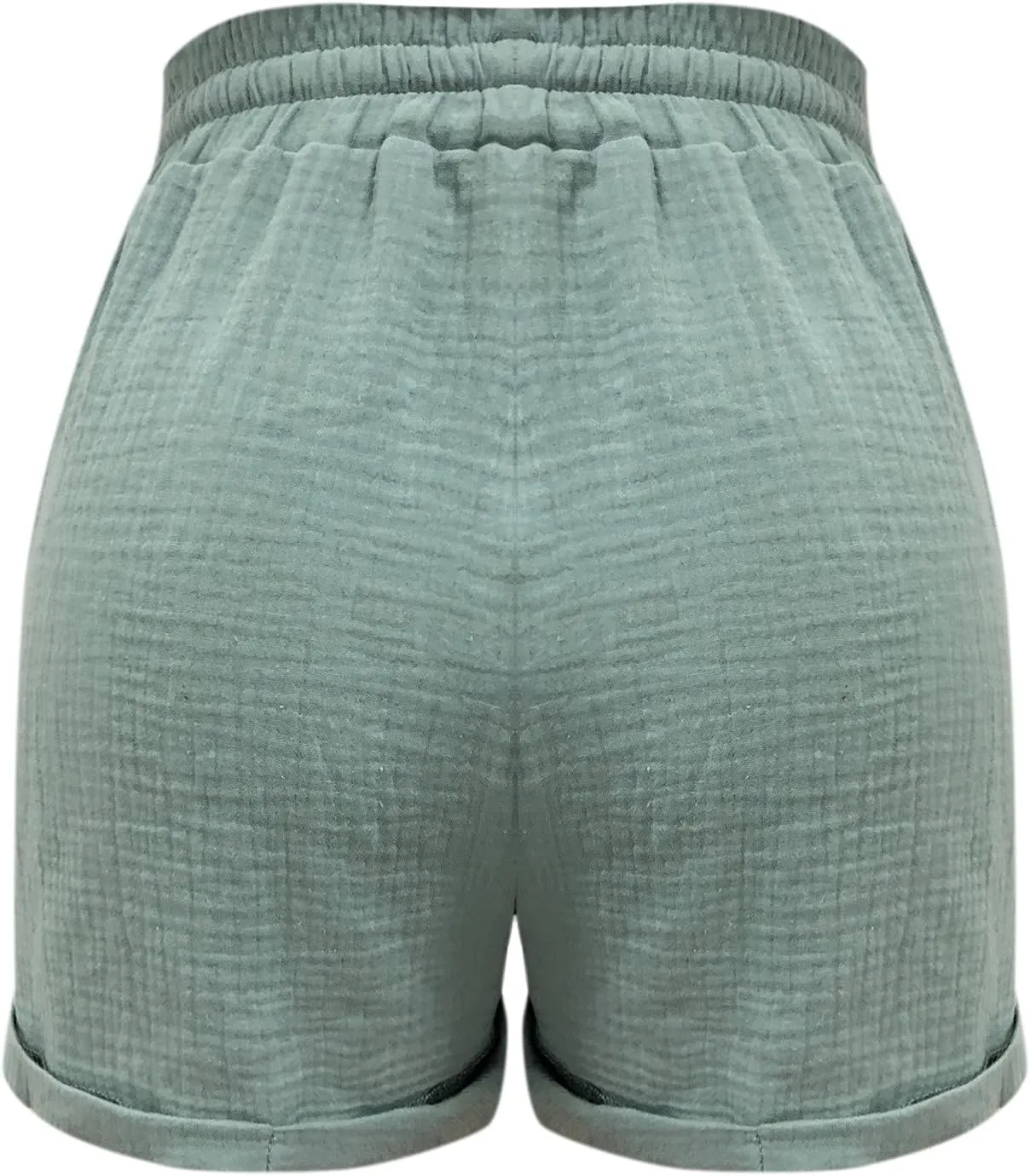 Womens Linen Shorts with Pockets Summer Beach Casual Drawstring Elastic Waist Comfy Breathable Workout Trousers