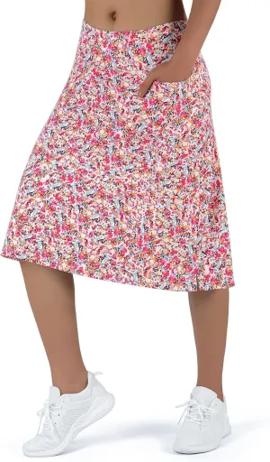 Women's Midi Length Skorts Skirts with 3 Pockets Modest Skirts Women's 24" Knee Length Skort