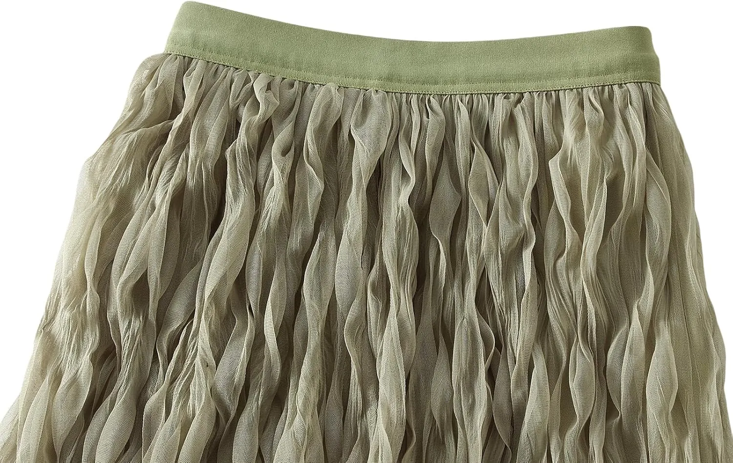 Women's Midi Wave Wrinkled Tutu Skirt A-Line Elastic Waist Flared Pleated Skirt Chic Beach Party Tulle Skirts