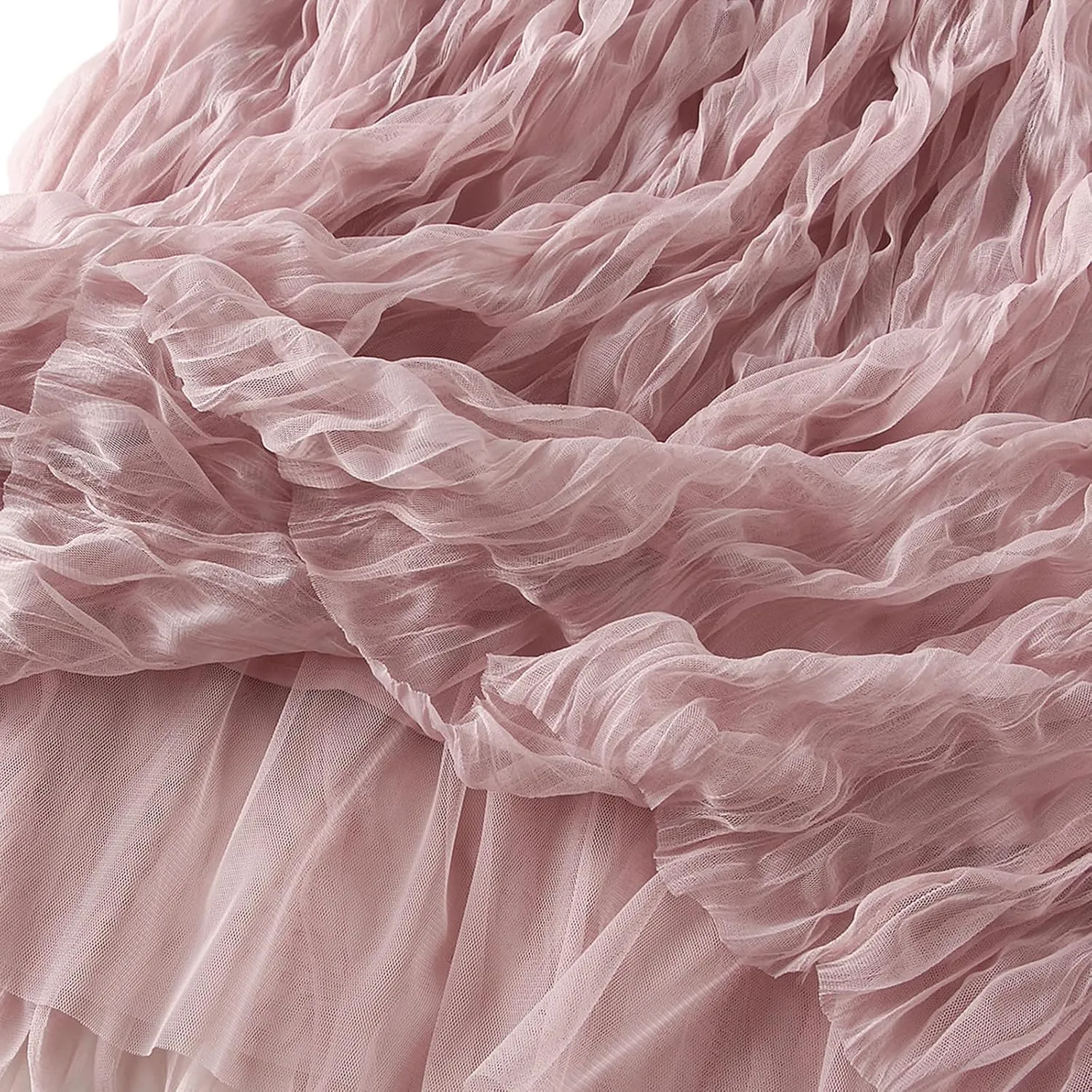 Women's Midi Wave Wrinkled Tutu Skirt A-Line Elastic Waist Flared Pleated Skirt Chic Beach Party Tulle Skirts