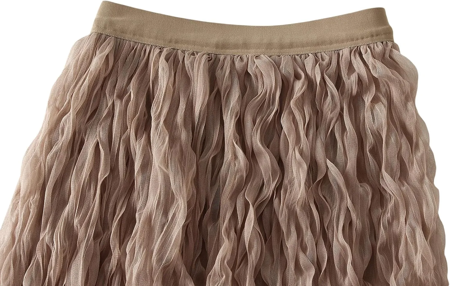 Women's Midi Wave Wrinkled Tutu Skirt A-Line Elastic Waist Flared Pleated Skirt Chic Beach Party Tulle Skirts