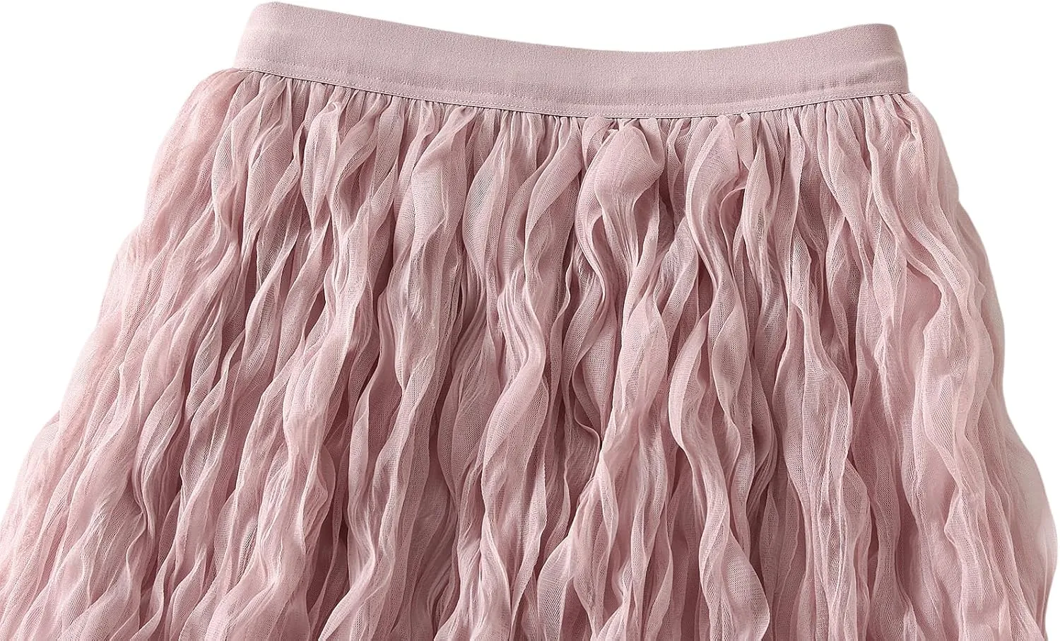 Women's Midi Wave Wrinkled Tutu Skirt A-Line Elastic Waist Flared Pleated Skirt Chic Beach Party Tulle Skirts