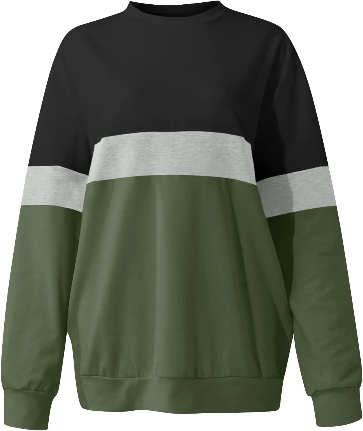 Women's Oversized Color Pullover Sweatshirts,2024 Winter Crew Neck Long Sleeve Tunic,Cute Trendy Comfy Clothes