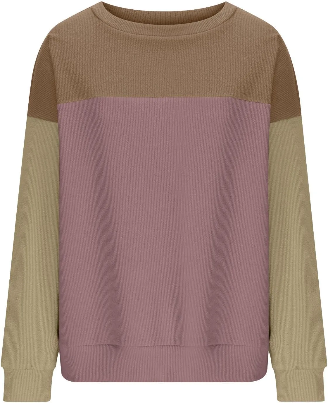 Women's Oversized Color Pullover,2024 Casual Crew Neck Long Sleeve Fleece Sweatshirts, Sweaters Tunic Cute Winter