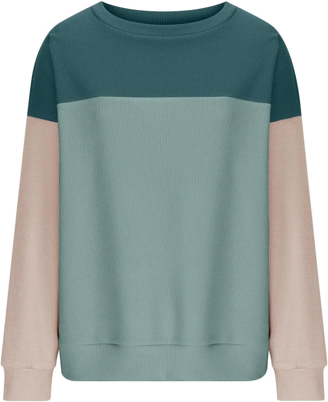 Women's Oversized Color Pullover,2024 Casual Crew Neck Long Sleeve Fleece Sweatshirts, Sweaters Tunic Cute Winter