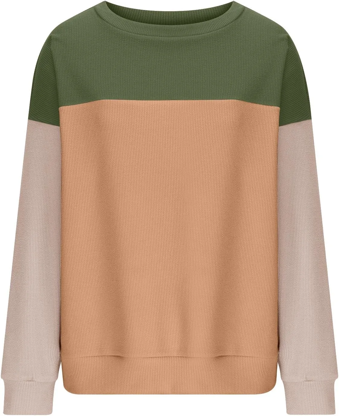 Women's Oversized Color Pullover,2024 Casual Crew Neck Long Sleeve Fleece Sweatshirts, Sweaters Tunic Cute Winter
