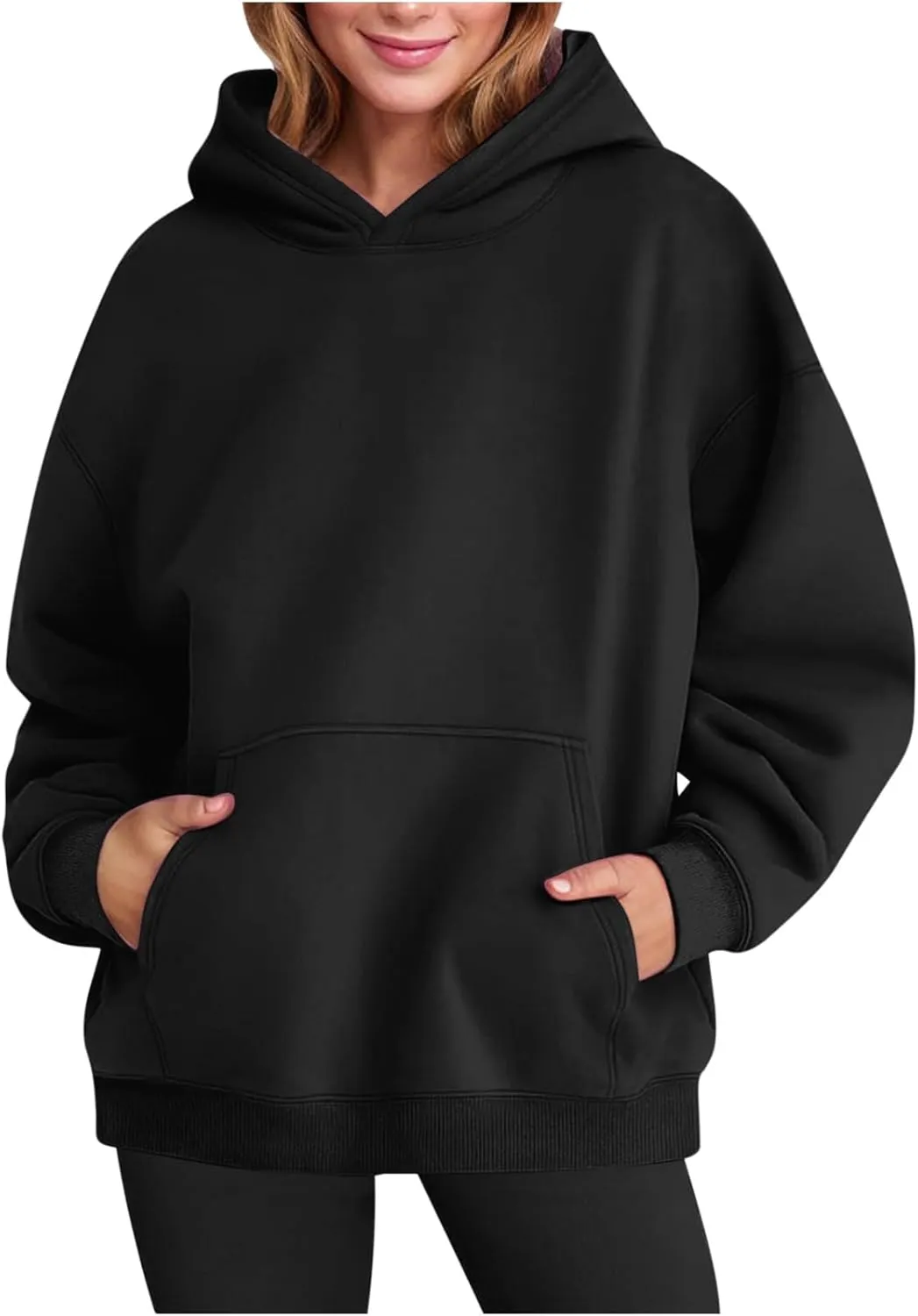 Women's Oversized Hooded Sweatshirt 2024 Fall Fashion Long Sleeve Casual Hoodies Pullover Tops with Pocket
