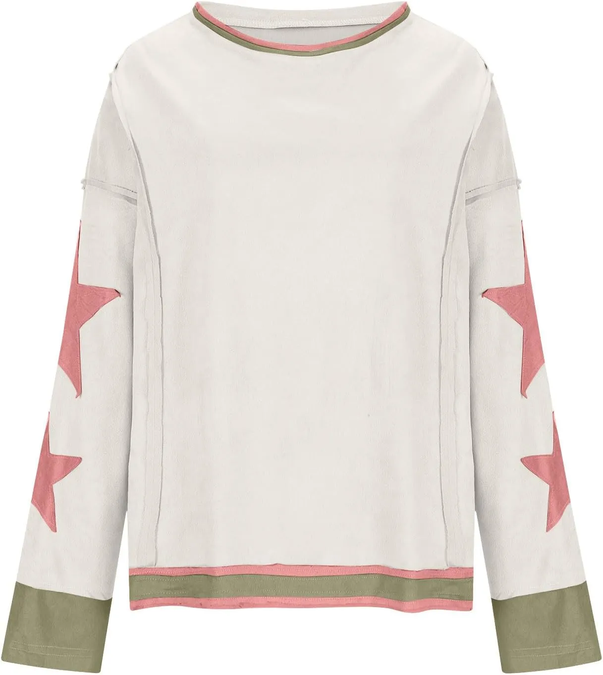 Womens Oversized Star Hoodies Long Sleeve Casual Shirts Drop Shoulder Vintage Graphic Pullover Sweatshirt Y2k Tops