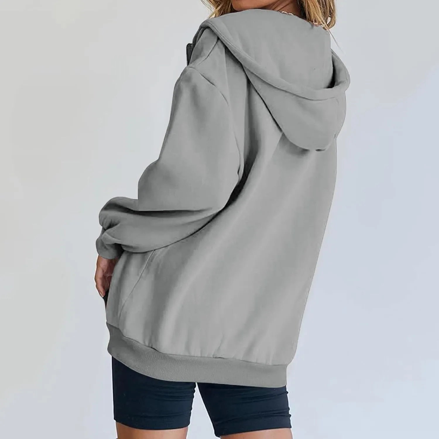 Womens Quarter Zip Pullover Long Sleeve Half Zip Hoodies Fleece Oversized Sweatshirt Fall Sweatshirts with Pockets