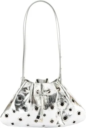 Women's Shoulder Bags, Handbags, Y2K Silver Leather Bucket Bags