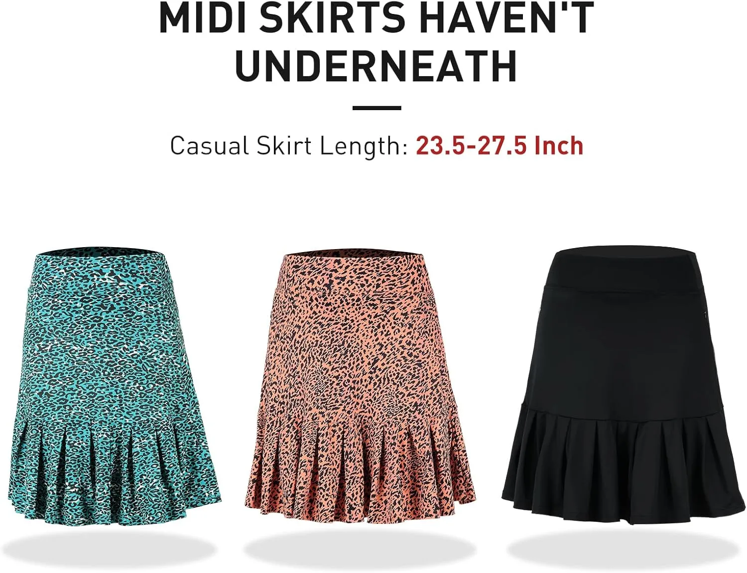 Womens Skorts Modest Knee Length Skirts Athletic Midi Active Running Skirt