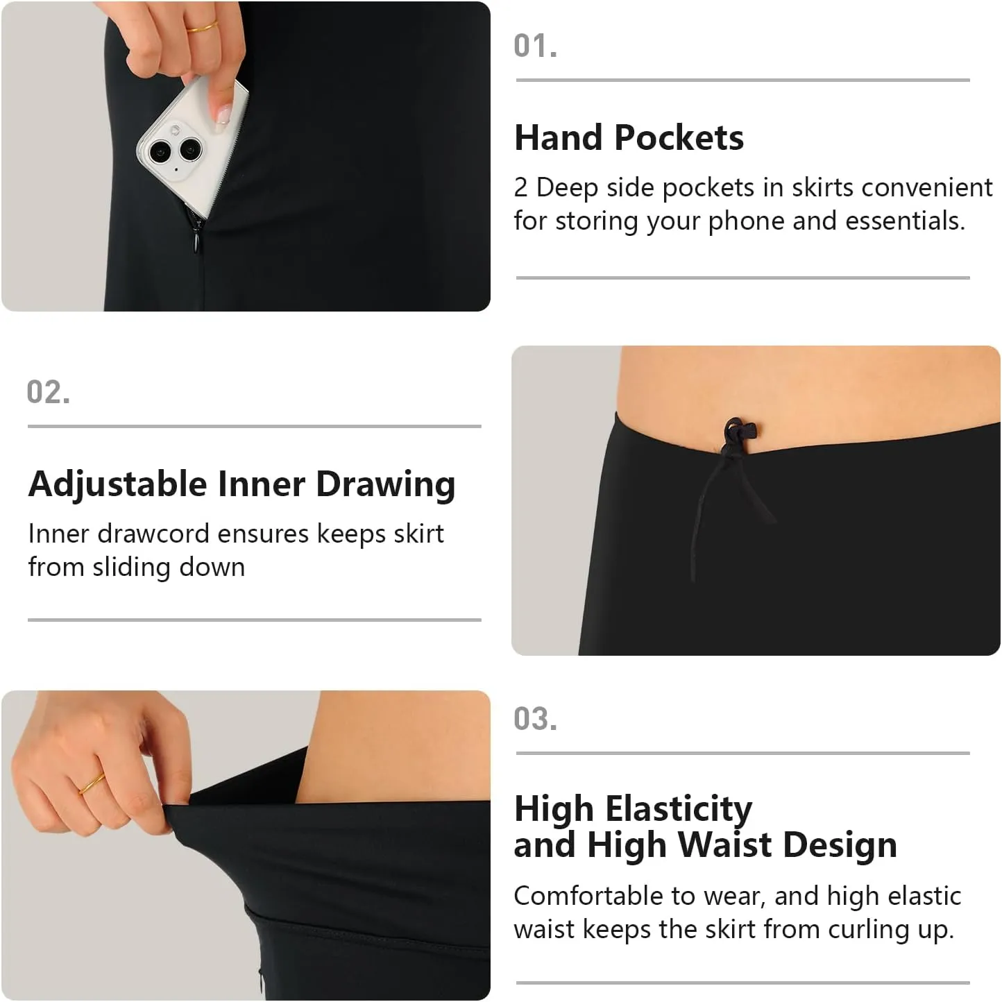 Womens Skorts Modest Knee Length Skirts Athletic Midi Active Running Skirt