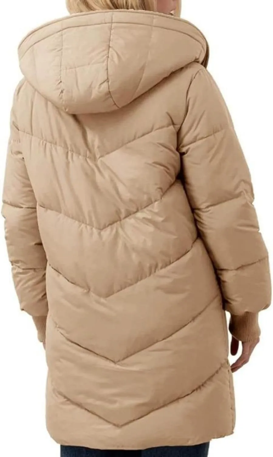 Women's Thicken Puffer Sherpa Fleece Lined Coats Winter Warm Long Down Jacket with Hood