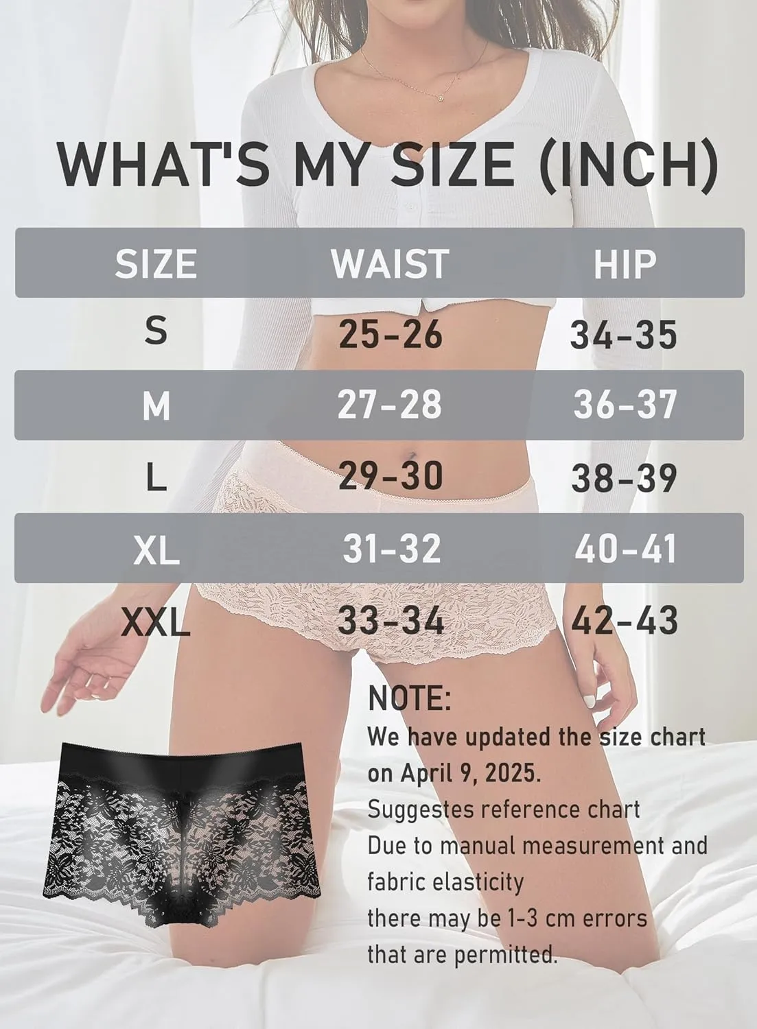 Womens Underwear Lace Boy Shorts Breathable Panties Stretch Cotton Waistband Underwear Women 5 Pack