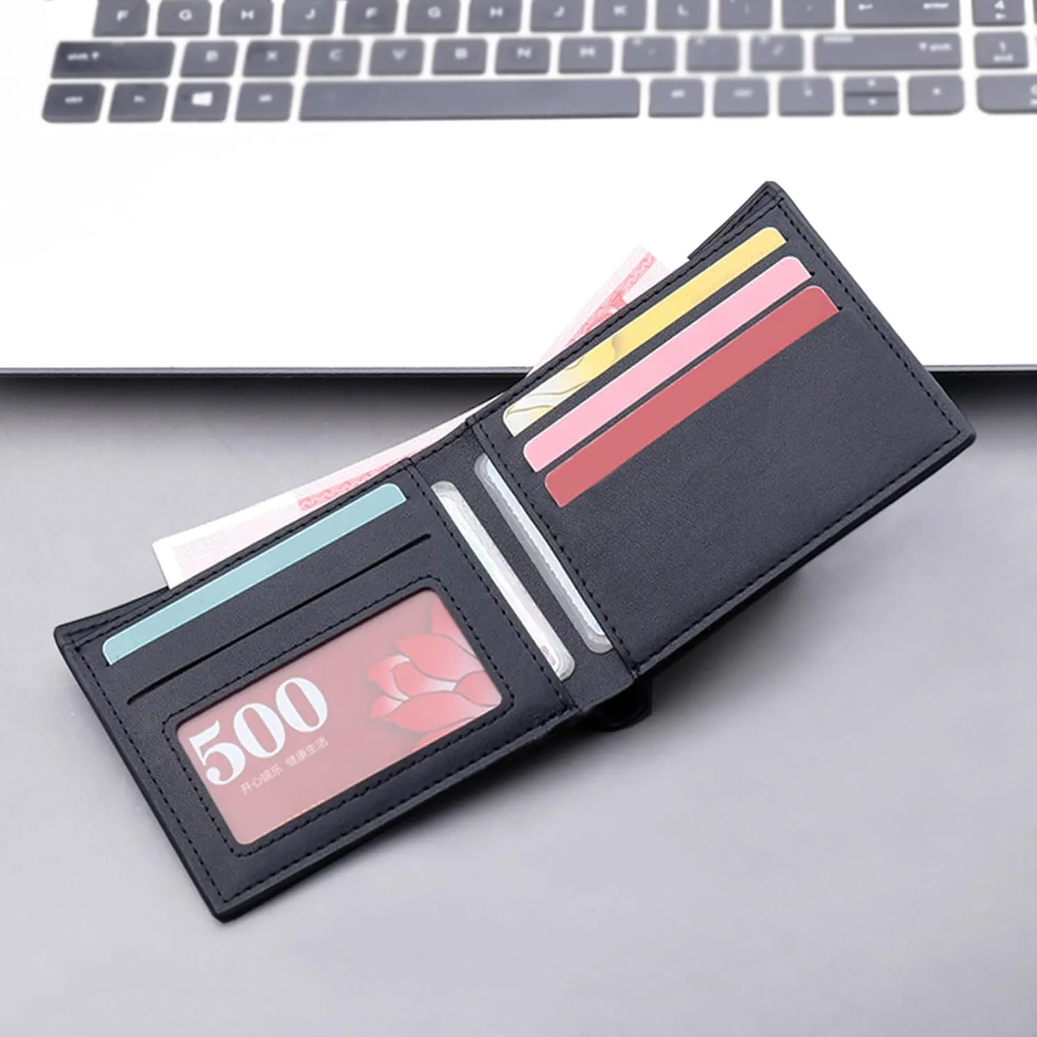 Women's Wallet Large Capacity Double Zip Ladies Card Phone Holder RFID Blocking Wristlet Leather Women's Polished Mini Trifold Wallet