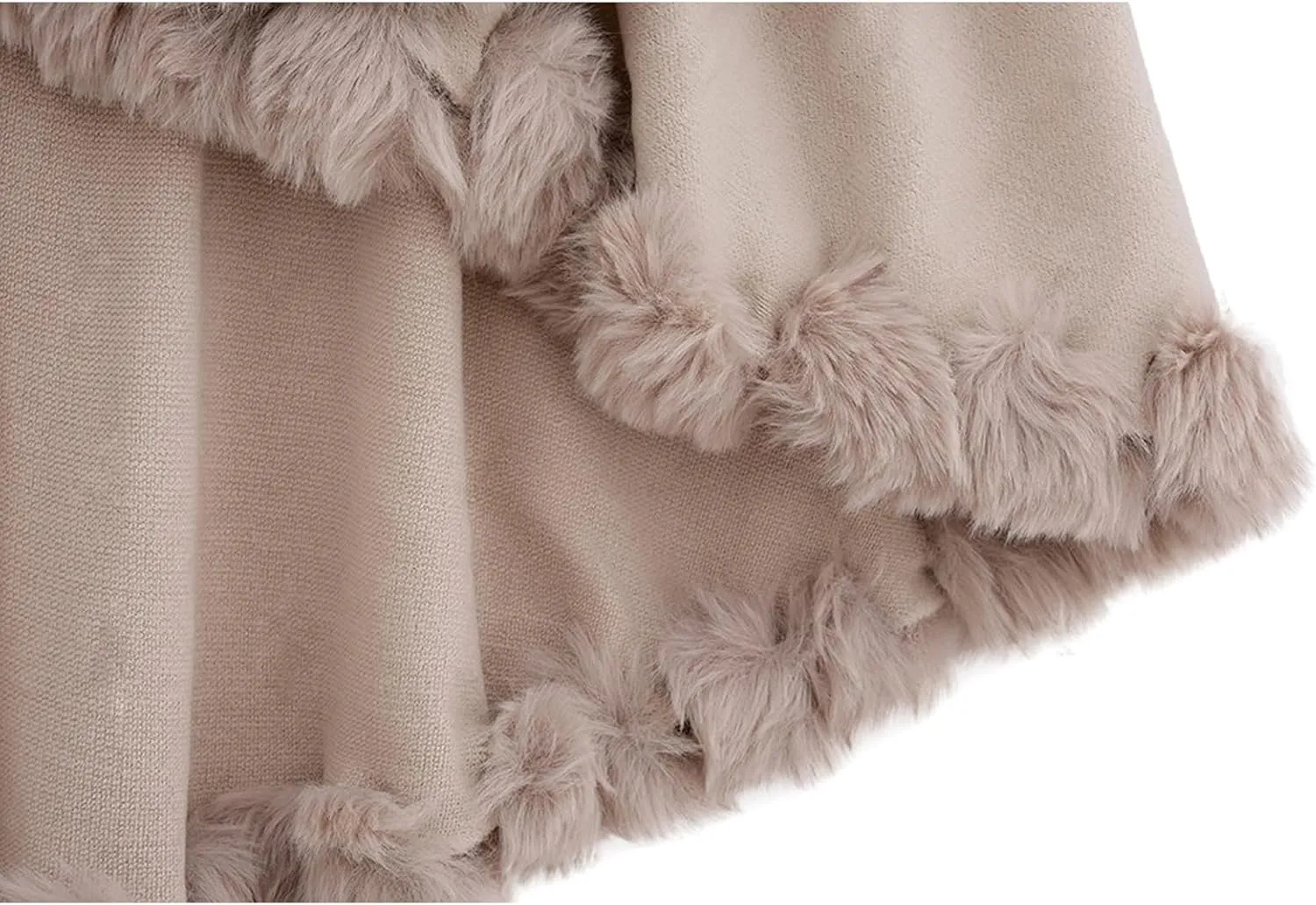 Women's Winter Faux Fur Collar Shawl Coat Wedding Bride Cloak Cape Shawl for Evening Party