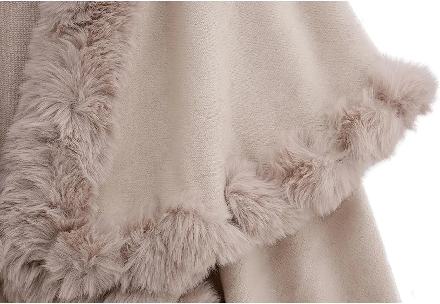 Women's Winter Faux Fur Collar Shawl Coat Wedding Bride Cloak Cape Shawl for Evening Party