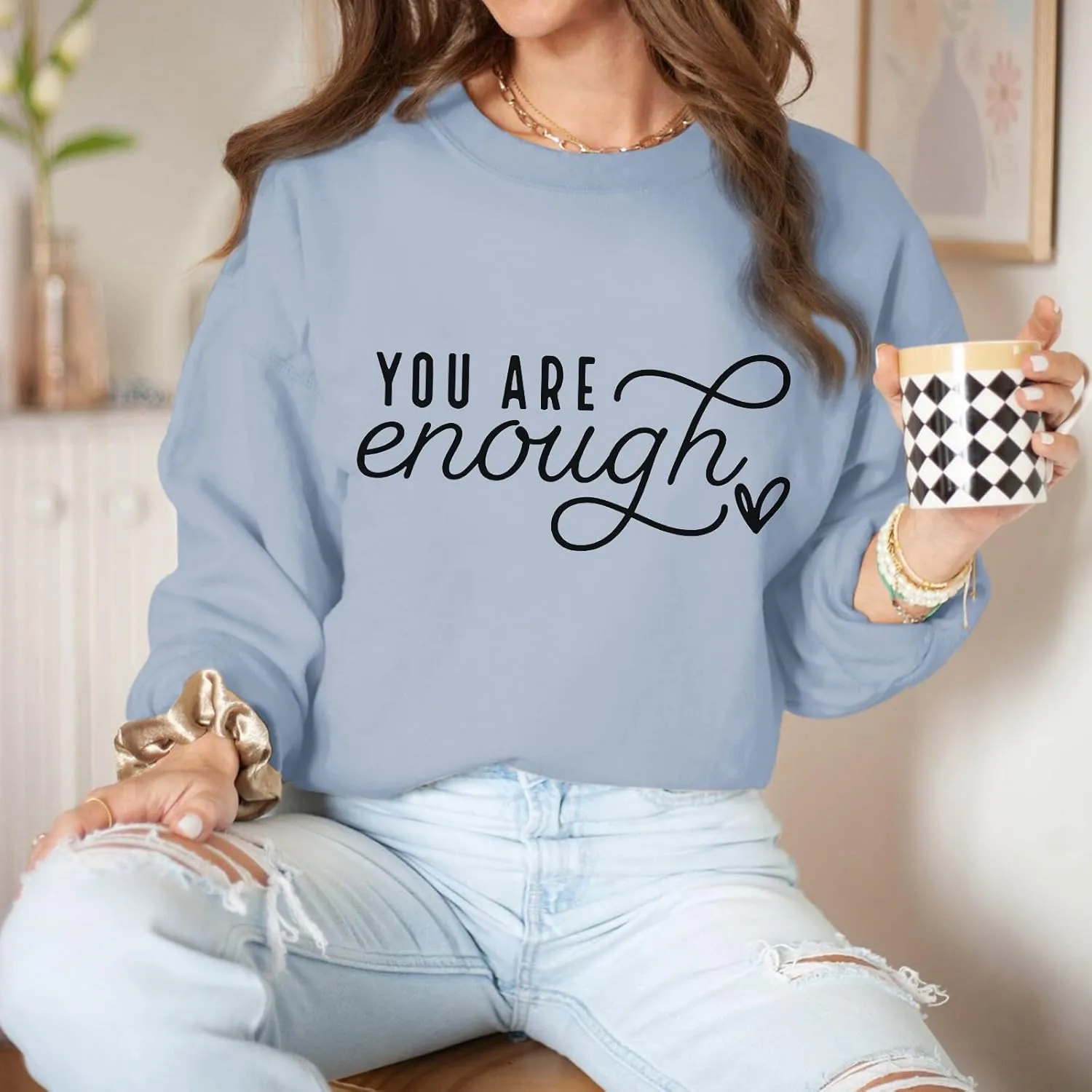 You Are Enough Sweatshirts for Women Dear Person Behind Me Hoodie Mental Health Inspirational Shirts Pullover Tops