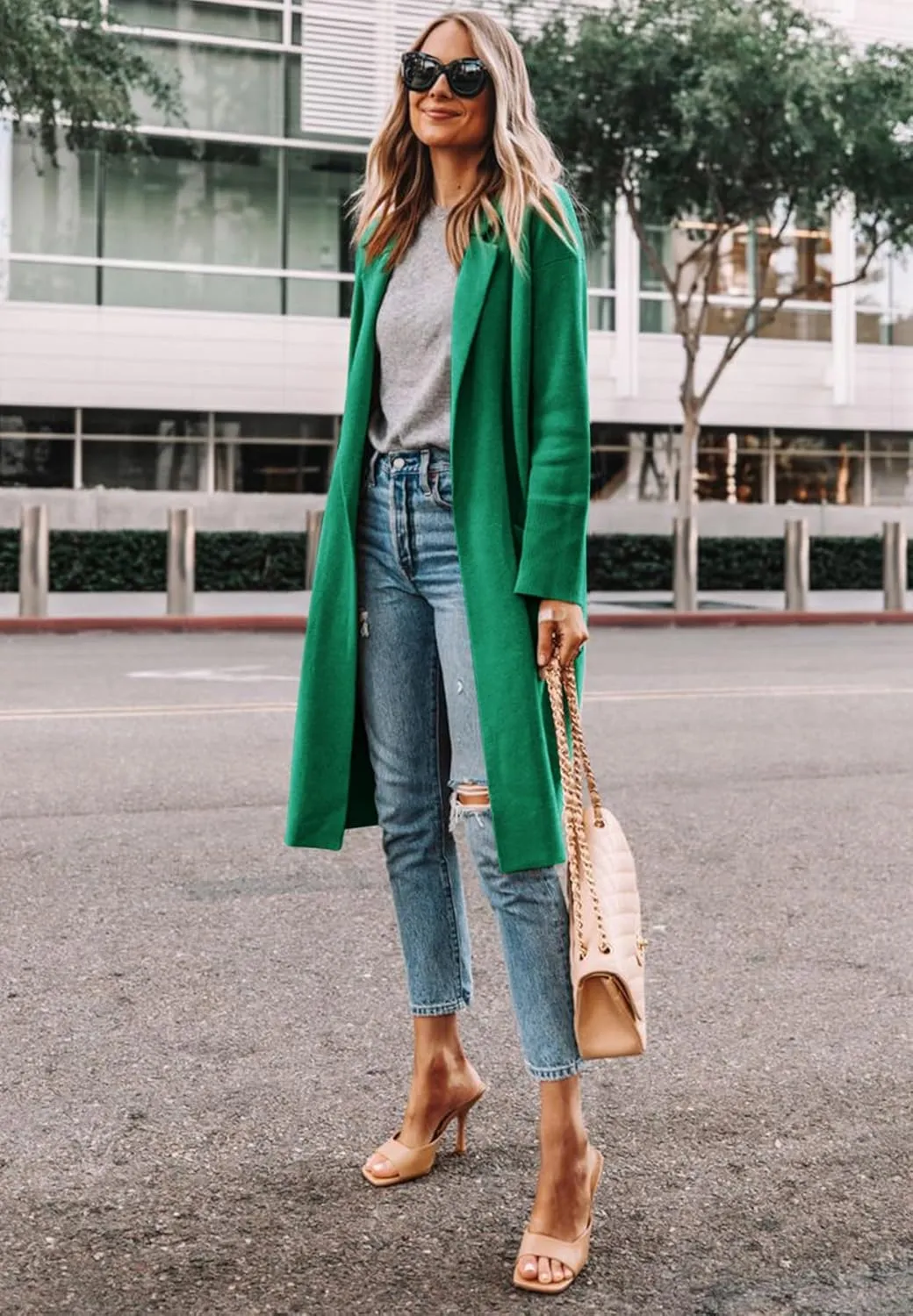 Yousify Cardigan for Women 2024 Open Front Knit Fall Sweaters with Pockets Coatigan Lapel Blazer Coats