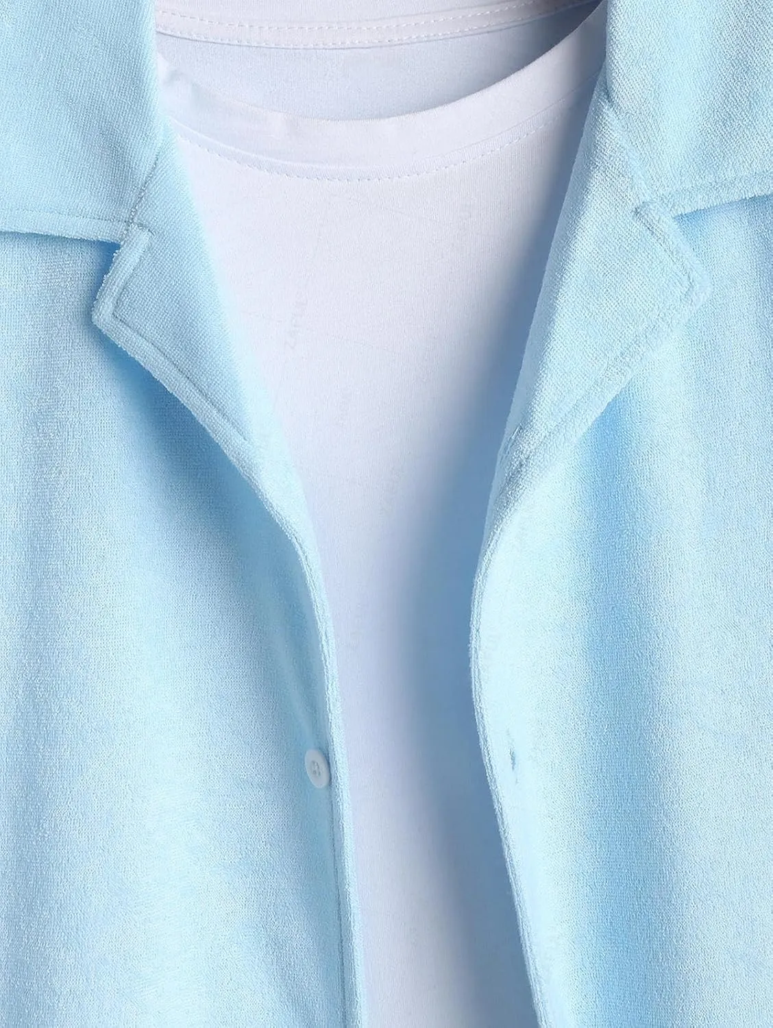 ZAFUL Casual Short Sleeve Button Down Shirts for Men Summer Textured Cuban Lapel Collar Solid Color Lightweight Beach Shirt