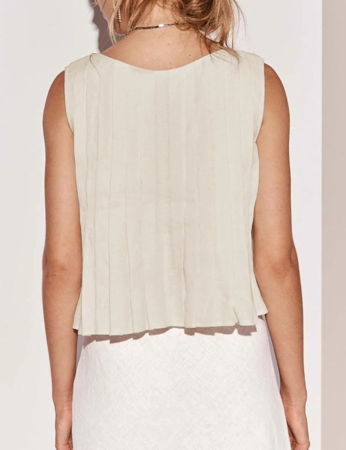 Zontroldy Women's Linen Tie Front Shirts Sleeveless Y2K Babydoll Ruffle Tank Top Aesthetic Clothes